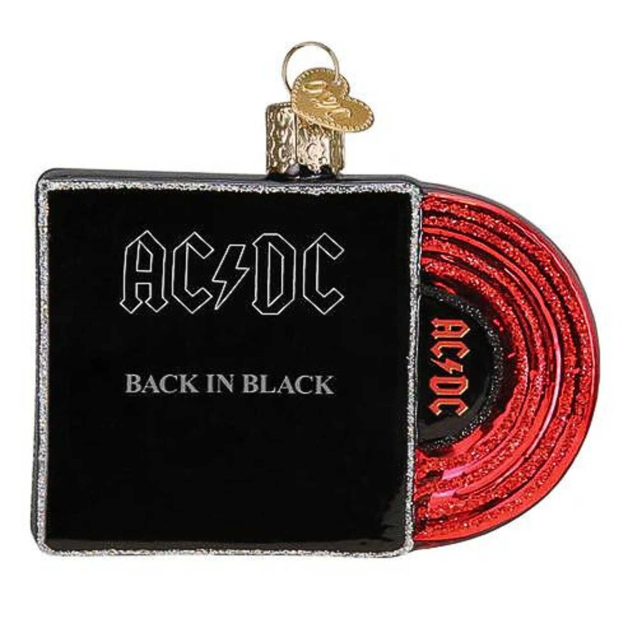 Old World Christmas 3.0 Inch Back In Black Album Cover Christmas Tree Ornament , Christmas Decor Ac Dc Rock And Roll